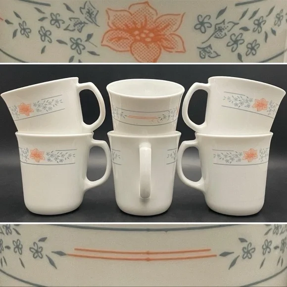 Corning USA Apricot Grove Coffee/Tea Mugs • Set of 6 Cups • Vintage Corelle - Picture 1 of 3